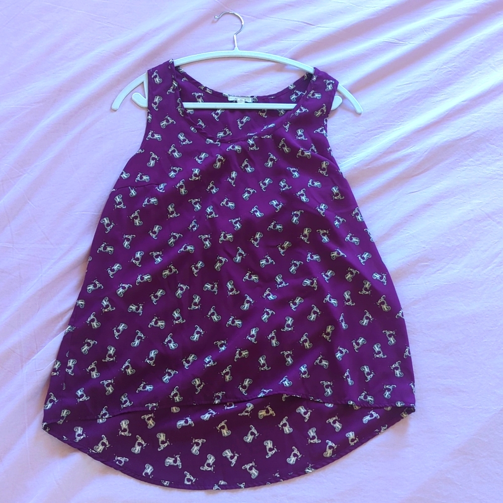 Pleione Womens Size Large Tank Top High Low Hem Vespa Scooter